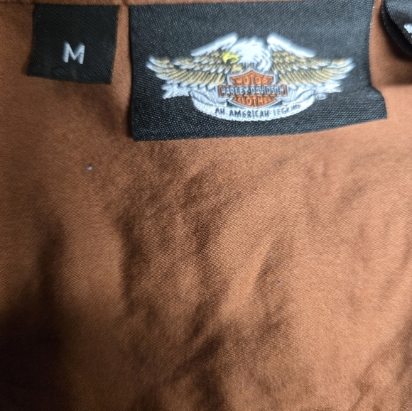 Harley Davidson Women's Rust Orange Short Sleeve Biker Top Medium - Picture 3 of 7